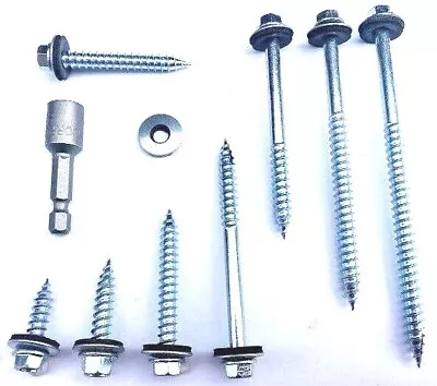Timber Tek Roofing Screws Bolts  Fix Corrugated Sheet To Timber + Free Hex Bit • £13.29