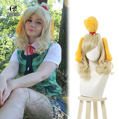 Game Animal Crossing Cosplay Wig Isabelle Cosplay Hair 30cm Beige Synthetic Wigs • $23.95