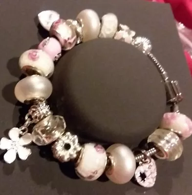 $84.99 • Buy AUTHENTIC Zales PERSONA CHARM BRACELET W/LOVE YOU HEART CHARMS BEADS Lot+BOX