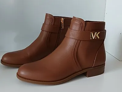 Michael Kors Rory Flat Fashion Bootie Ankle Boots MK Logo Hardware Size 7.5 M • $58.99