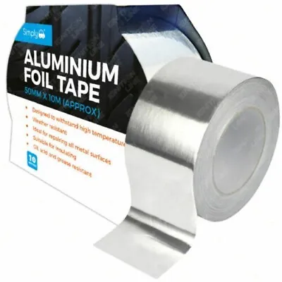 £5.69 • Buy Aluminum Foil Tape Self Adhesive Silver Repair Metal Surfaces 50MM X 10M UK