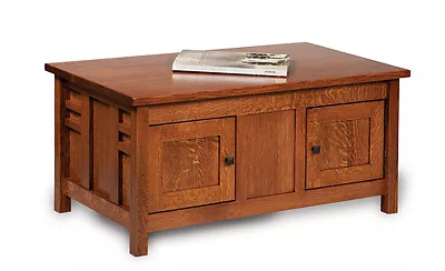 Amish Mission Rustic Coffee Table Occasional Solid Wood Furniture Storage Oak • $1390.24