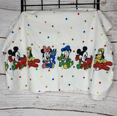 VTG Disney Babies Mickey Minnie Mouse Donald Pluto Flannel Blanket 38”x26” • $15