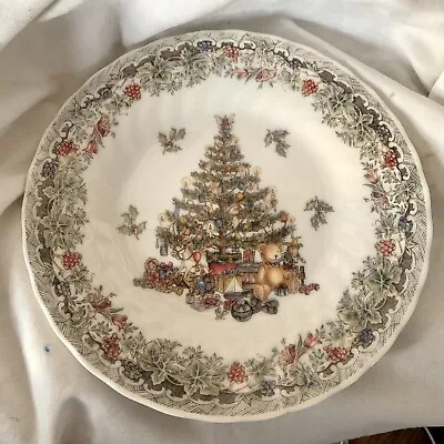 Christmas Queen's Seasons Greetings 8  Salad Plate - Tree Gifts ~ England Myott • $14.77