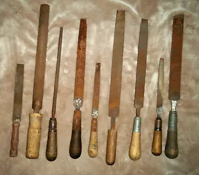 VNTG Metal Machinist Files Lot Of 9 WOOD HANDLE 6 -12  USA Made-NICHOLSON ETC • $16