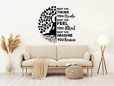 Bodhi Tree Sticker Wall Buddha Meditation Home Decal Window Quotes Decor Vinyl • £4.40