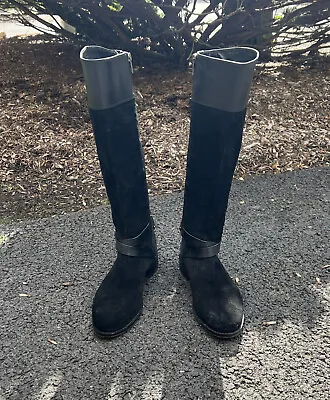 Vince Camuto Womens Black Suede Leather Riding Boots 7.5 • $41.99