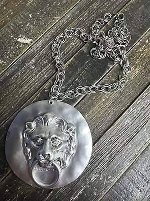 Vintage Padma Lakshmi’s Silver Tone Lion Head Pendant Necklace • $165