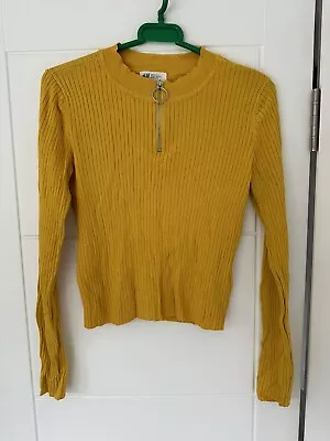 Girls H&M Mustard Long Sleeve Rib Top Age 14 Years (V) • £2.99