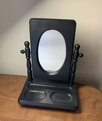 Men's Wooden Dresser Valet Tray W/Shave Stand & Oval Mirror Vintage Mid Century • $45