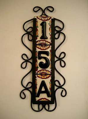 3 BLACK Mexican Tiles House Numbers High Relief & Vertical Frame • $42