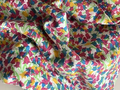 Cotton Lycra Stretch Fabric Remnant Small Floral Print  - W 140cm X L 104cm • £4.99