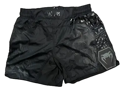 Venum Fight Team Mens MMA Shorts XS Size 30 Black On Black Drawstring Skull • $20.97