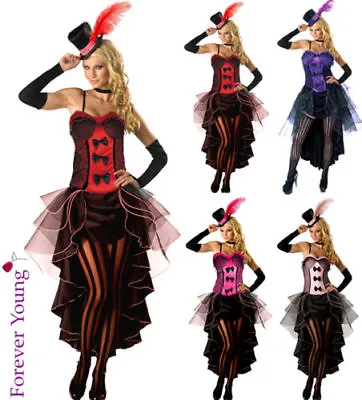 £23.99 • Buy Burlesque Moulin Rouge Fancy Dress Costume Can Can Girl Dance Outfit Hat & Glove