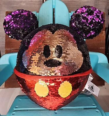 Limited Disney Parks Mickey Mouse Reversible Sequin Plush Ball Pillow 10  NEW  • $24.95