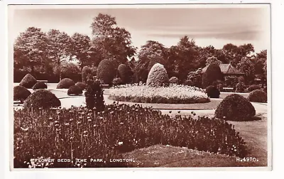 A Valentine's Real Photo Post Card Of Flower Beds The Park Longton. Stafford' • £1.80