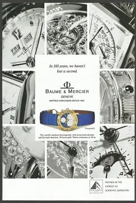 BAUME & MERCIER TRANSPACIFIC Chronograph - 1993 Vintage Nat Geo Print Ad • $7.45