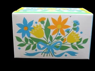 Vintage Mod Floral Tin Metal Recipe Box Index Card Size  Syndicate Manufacturing • $14.99