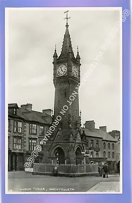 1918c CLOCK TOWER MACHYNLLETH POWYS Montgomeryshire RP REAL PHOTO POSTCARD • £1.29