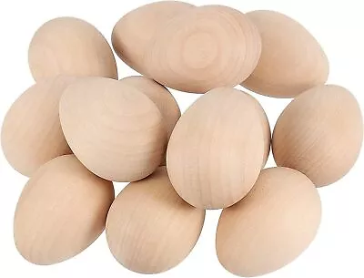 Set Of 13 Unfinished Wooden Eggs Unpainted Easter Decoration Smooth Faux Egg • $19.99