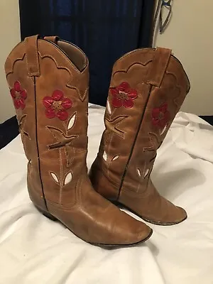 Oak Tree Farms Womens Size 8.5 M Brown Leather Cowboy Western Boots • $40