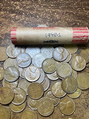 1948-S LINCOLN WHEAT CENT PENNY ROLL Nice Condition • $7.95