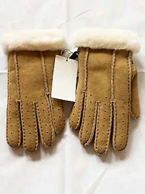 Nwt Ugg Chestnut Suede Leather Sheepskin Wool Lining Gloves Size: S/p • £61.75
