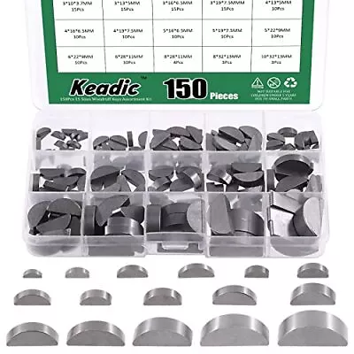 150pcs 15 Sizes Metric Woodruff Key Assortment Set Carbon Steel Half Moon Gear S • $23.60