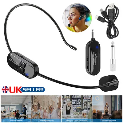 Wireless 2.4G Microphone Headset Mic-For-Voice-Amplifier Speaker Meeting Singing • £15.98
