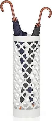 $28.99 • Buy Umbrella Holder Stand With Drip Tray And Hooks Multi-Purpose Storage Rack White