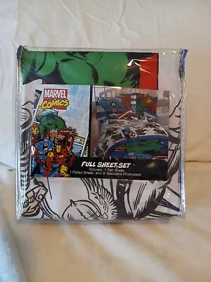Marvel Comics Avengers Spider-Man Hulk Full Size Flat Sheet Bedding • $8
