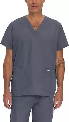 Landau 7489 Size XL 5-Pocket V-Neck Steel Gray Scrub Top For Men NWT • $12.99