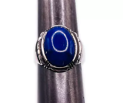 Vintage Natural Blue Lapis Lazuli 925 Solid Sterling Silver Mens Ring Size 9.5 • $180.49