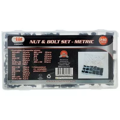 240pc IIT METRIC Nuts & Bolts Assortment Washers Hex Machine Automotive 82825 • $15.27