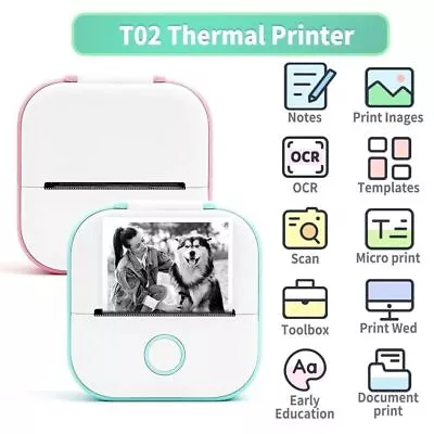 Phomemo T02 Mini Pocket Bluetooth Thermal Printer Wireless Photo Inkless Paper • $27.54