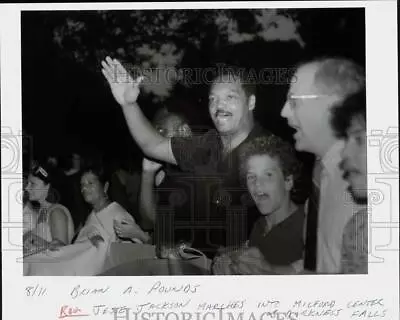 Press Photo Rev. Jesse Jackson Marches Into Milford Center As Darkness Falls • $12.99
