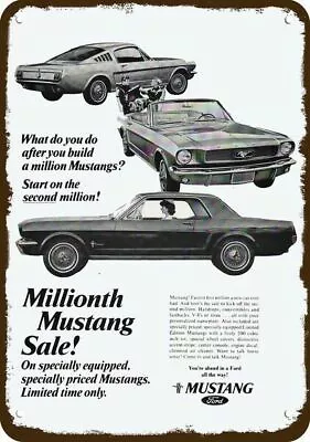 1966 FORD MUSTANG Millionth Car Vintage-Look-Edge DECORATIVE REPLICA METAL SIGN • $24.99