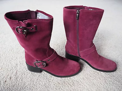 Vince Camuto Wilan Bitten Merona Suede Moto Riding Boots Plum Purple 8M 38.5 • $28