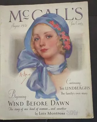 MCALL'S August 1931 Magazine NEYSHA McMEIN Pretty Girl Cover PATTERNS Art Deco • $9.99