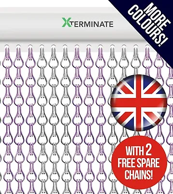 Aluminium Door Screen Curtain Metal Fly Chain Pink Silver Commercial Xterminate • £84.95