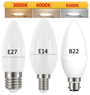 £5.99 • Buy Energy Saving Led Candle Lamp Light Bulbs E14 E27 B22 Bayonet Screw Cap Everyday