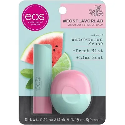 2 Packs Of EOS Flavor Lip Balm Lab Soft Shea Watermelon Frose Stick & Sphere • $10.98