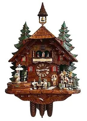XTRA LARGE German Black Forest 8-Day Mechanical Cuckoo Clock - Beer Garden • $3975