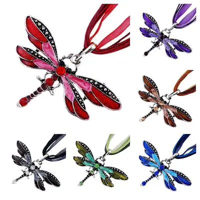 $2.16 • Buy Vintage Silver Dragonfly Pendant Necklace Chain Crystal Rhinestone Women Jewelry