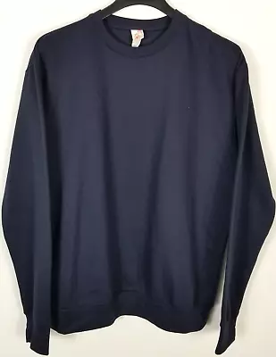 Fleece Factory Men Navy Fleece Crewneck Pullover Sweater XL • $19.99