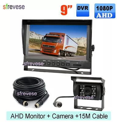 9  IPS Split SD DVR 2CH Monitor+ 18LED 1080P AHD Car Rear View Backup Camera Kit • $91.88