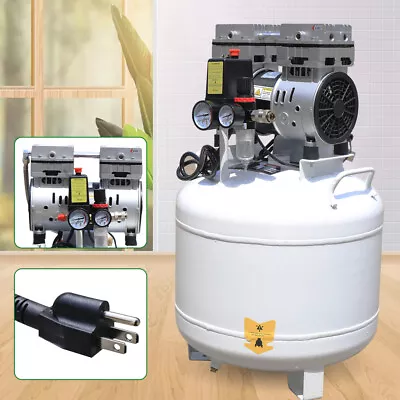 40L Dental Medical Air Compressor Silent Noiseless Air Compressor Oilless 115PSI • $304