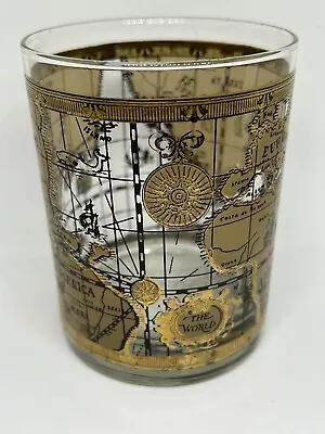 Vintage 1960’s Cera Old World Maps Tumbler Atlas 22K Gold Barware Glass • $19.99