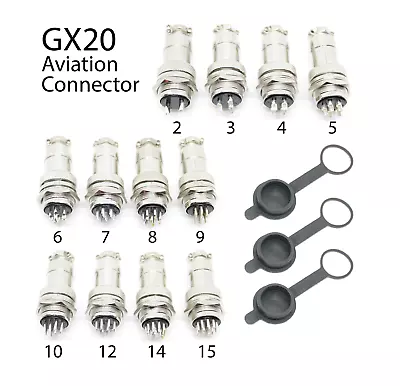 GX20 Aviation Plug Panel Cable Connector - 2 To 15 Pin All Sizes Male/Female UK • £4.95