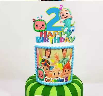 New Cocomelon  2nd Birthday Happy Birthday Acrylic Cake Topper For Cake (1) • $9.86